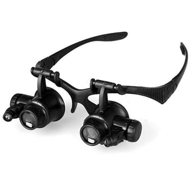 Förstoringsglasögon x10-x25 med dubbel LED-belysning och huvudband