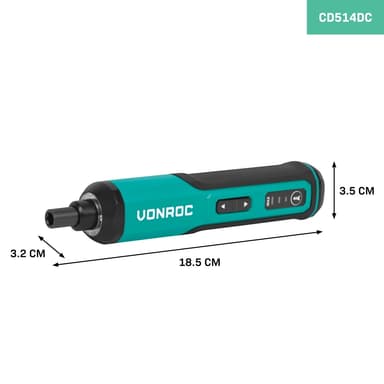 VONROC Skruvdragare 4V – Kompakt & Laddbar – Perfekt för Möbler & DIY – Inkl. 15 Bitar & USB-C