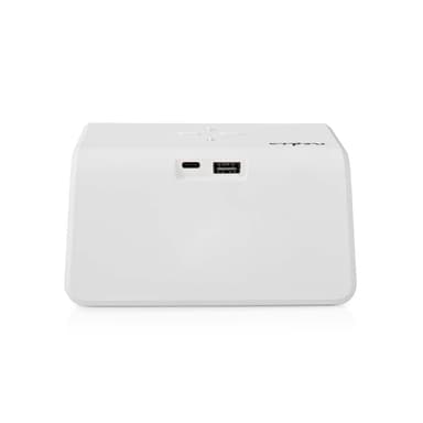 Nedis Trådlös laddare för Väckarklocka | Qi certifierad | 5 / 7.5 / 10 / 15 W | USB A-Hane | Nattlampa | 2 Larmtider | Snooze-funktion