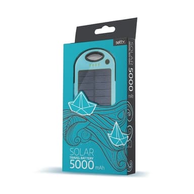 Setty powerbank med solceller, 5000 mAh, blå