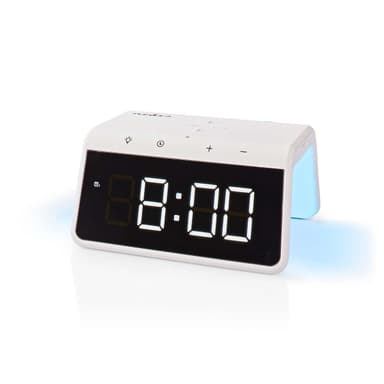 Nedis Trådlös laddare för Väckarklocka | Qi certifierad | 5 / 7.5 / 10 / 15 W | USB A-Hane | Nattlampa | 2 Larmtider | Snooze-funktion
