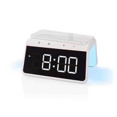 Nedis Trådlös laddare för Väckarklocka | Qi certifierad | 5 / 7.5 / 10 / 15 W | USB A-Hane | Nattlampa | 2 Larmtider | Snooze-funktion