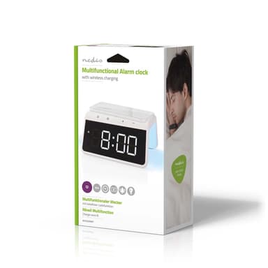 Nedis Trådlös laddare för Väckarklocka | Qi certifierad | 5 / 7.5 / 10 / 15 W | USB A-Hane | Nattlampa | 2 Larmtider | Snooze-funktion