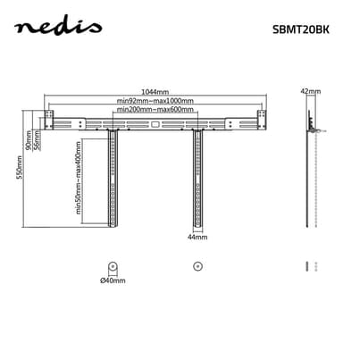 Nedis Soundbar Fäste | Kompatibel med: Universell | Ansluten till TV:n | 10 kg | Djupjustering | Stål | Svart