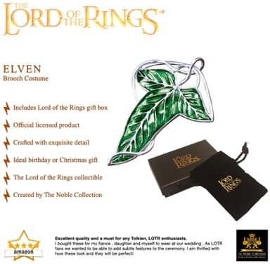 Noble Collection Lord of the Rings halsband (Elven Leaf brosch)