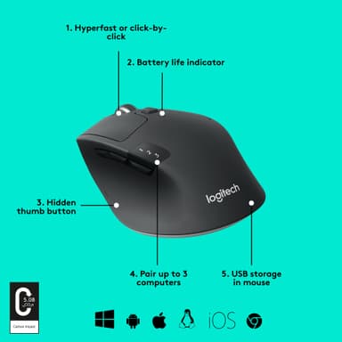 Logitech M720 Triathlon trådlös mus (svart)