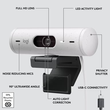 Logitech Brio 500 webbkamera (off-white)