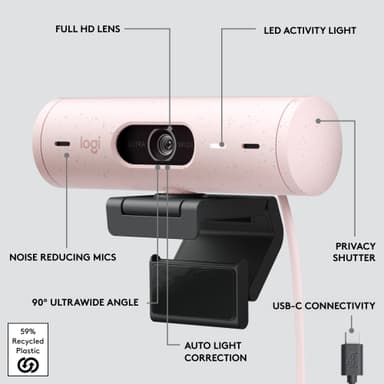 Logitech Brio 500 webbkamera (rosé)