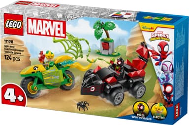LEGO Spidey Spins och Electros jakt med dinosauriefordon 11198