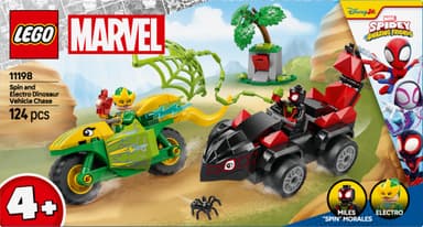 LEGO Spidey Spins och Electros jakt med dinosauriefordon 11198