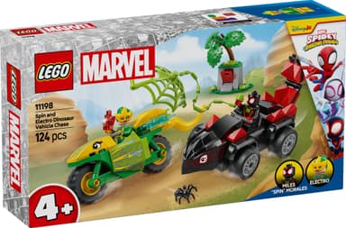 LEGO Spidey Spins och Electros jakt med dinosauriefordon 11198