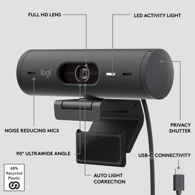 Logitech Brio 500 webbkamera (grafit)