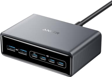 ANKER Prime-laddare, 200W 6-port GaN-laddstation, Snabbladdare USB C