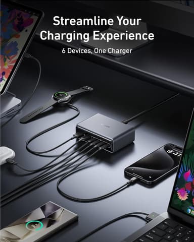 ANKER Prime-laddare, 200W 6-port GaN-laddstation, Snabbladdare USB C