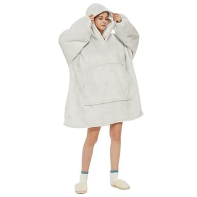 Oversized hoodie i ljusgrått med känguruficka och luva - Ljusgrå