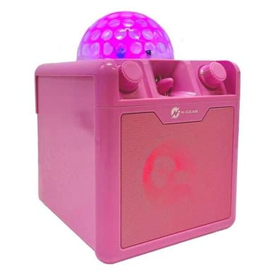 N-Gear Disco Block 410 portabel karaokehögtalare med Bluetooth och inbyggd discolampa - Rosa