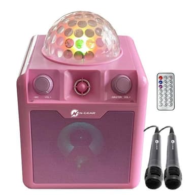 N-Gear Disco Block 410 portabel karaokehögtalare med Bluetooth och inbyggd discolampa - Rosa