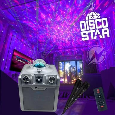 N-Gear Disco Star 710 karaokehögtalare med Bluetooth och laserljusshow - Silver