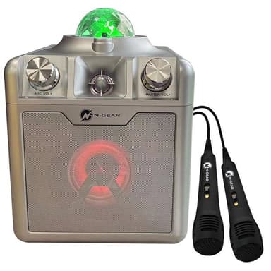 N-Gear Disco Star 710 karaokehögtalare med Bluetooth och laserljusshow - Silver
