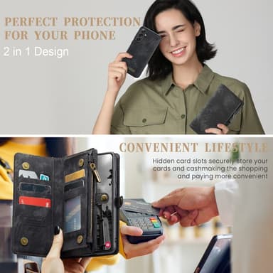 CaseMe Samsung S25+ 008 BIg Wallet 2in1 Magnet Plånboksfodral - Svart