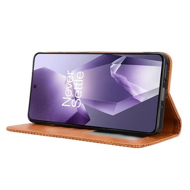 SKALO OnePlus 13R Embossed Premium Plånboksfodral - Brun