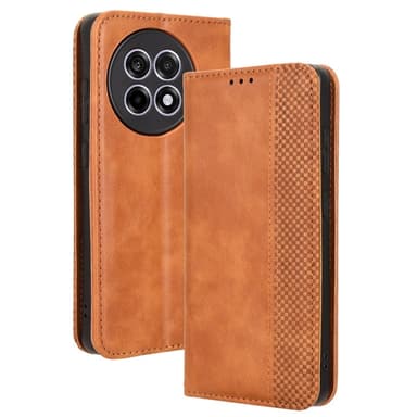 SKALO OnePlus 13R Embossed Premium Plånboksfodral - Brun