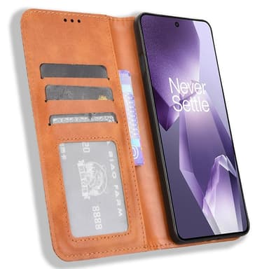 SKALO OnePlus 13R Embossed Premium Plånboksfodral - Brun
