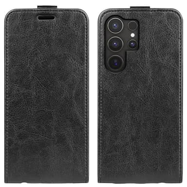 SKALO Samsung S25 Ultra Vertical Flip PU-Läder Plånboksfodral - Svart