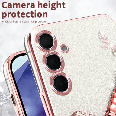 SKALO Samsung S25+ KADEM Dragonfly Glitter Skal - Rosa