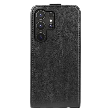 SKALO Samsung S25 Ultra Vertical Flip PU-Läder Plånboksfodral - Svart
