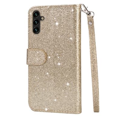 SKALO Samsung S25 Glitter Dragkedja Plånboksfodral - Guld