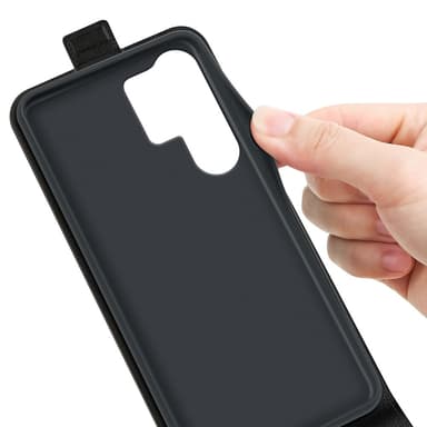 SKALO Samsung S25 Ultra Vertical Flip PU-Läder Plånboksfodral - Svart