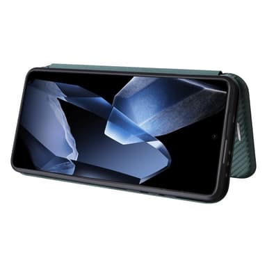 SKALO OnePlus 13 Carbon Fiber Plånboksfodral - Grön