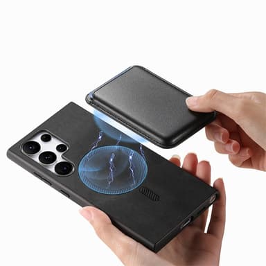 SKALO Samsung S25 Ultra 2-i-1 PU-Läder Skal+Korthållare - Svart