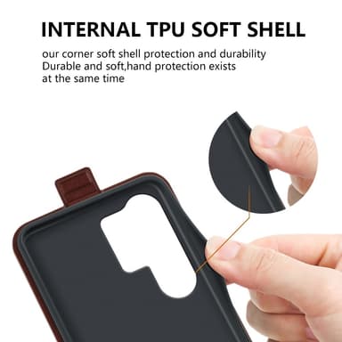 SKALO Samsung S25 Ultra Vertical Flip PU-Läder Plånboksfodral - Svart