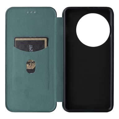 SKALO OnePlus 13 Carbon Fiber Plånboksfodral - Grön