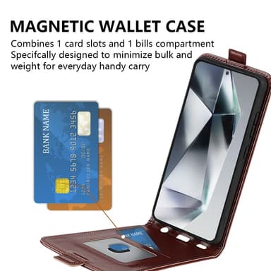 SKALO Samsung S25 Ultra Vertical Flip PU-Läder Plånboksfodral - Svart