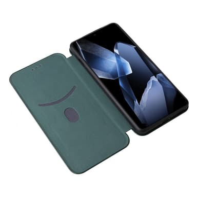 SKALO OnePlus 13 Carbon Fiber Plånboksfodral - Grön