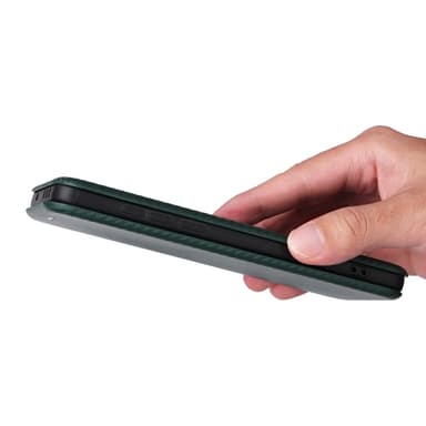 SKALO OnePlus 13 Carbon Fiber Plånboksfodral - Grön