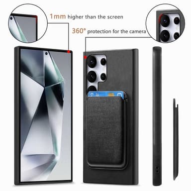 SKALO Samsung S25 Ultra 2-i-1 PU-Läder Skal+Korthållare - Svart