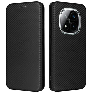 SKALO Xiaomi Redmi Note 14 Pro 5G Carbon Fiber Plånboksfodral - Svart