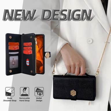 SKALO Xiaomi Redmi Note 14 5G Big Wallet Cross Texture Plånboksfodral - Svart