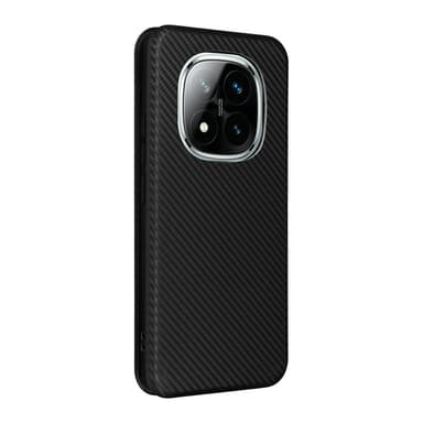 SKALO Xiaomi Redmi Note 14 Pro 5G Carbon Fiber Plånboksfodral - Svart