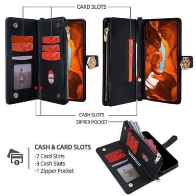 SKALO Xiaomi Redmi Note 14 5G Big Wallet Cross Texture Plånboksfodral - Svart