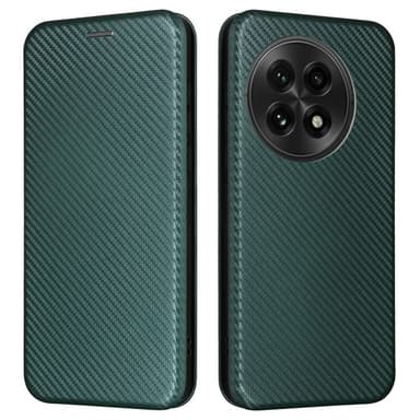 SKALO OnePlus 13 Carbon Fiber Plånboksfodral - Grön