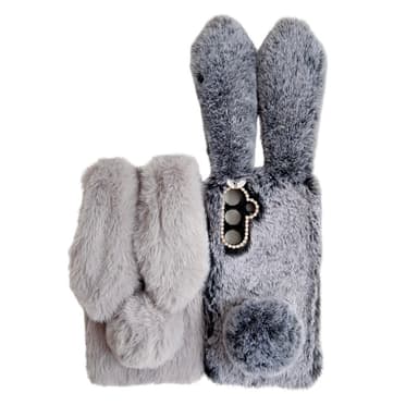 SKALO Samsung S25 3D Fluffy Bunny Skal - Rosa