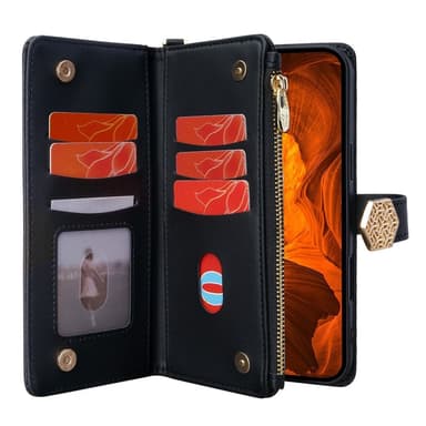 SKALO Xiaomi Redmi Note 14 5G Big Wallet Cross Texture Plånboksfodral - Svart
