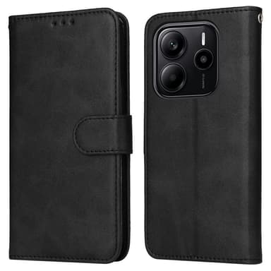 SKALO Xiaomi Redmi Note 14 4G PU-läder Plånboksfodral - Svart