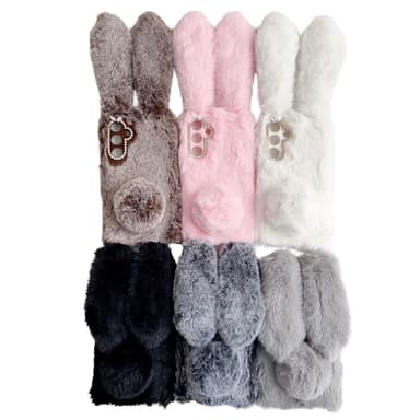 SKALO Samsung S25 3D Fluffy Bunny Skal - Rosa