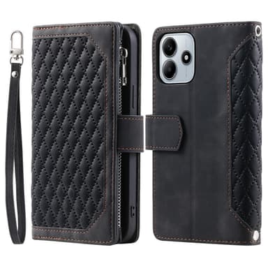SKALO Xiaomi Redmi Note 14 5G Style 005 Big Wallet Quiltat Plånboksfodral - Svart